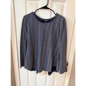 Dusak Designs Knit Top Womens Medium Blue Grey Geometric Back Zipper Layered